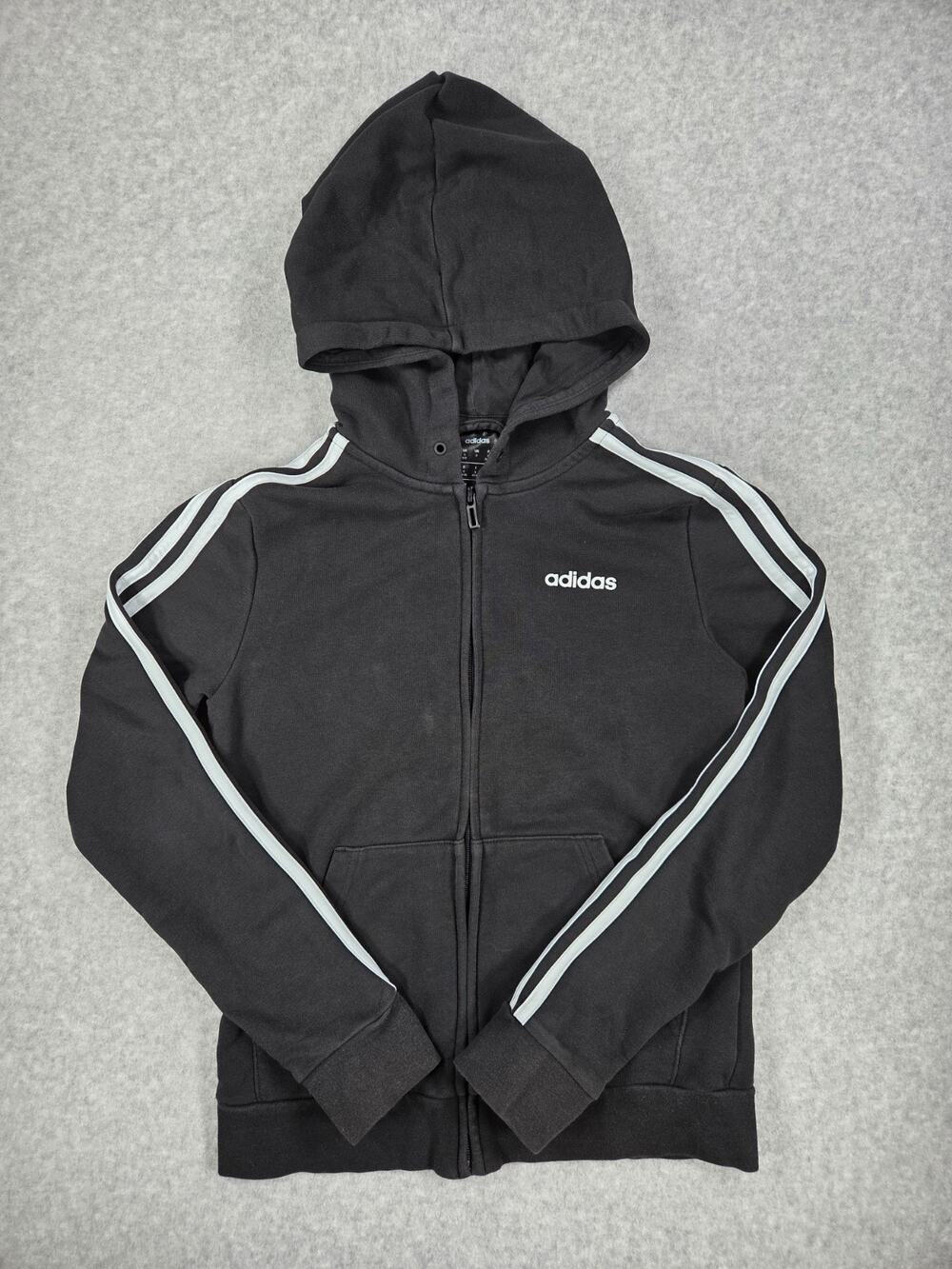 Adidas 3 Stripes Full Zip Hoodie Womens Small S Black Track Jacket cozy fall